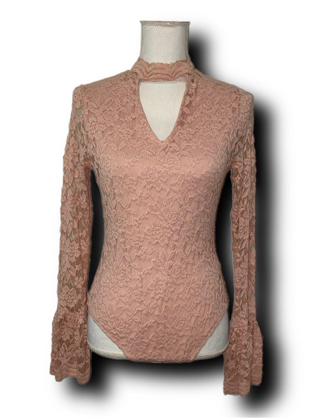 NWOT Altar’d State Lace Keyhole Back Bodysuit Blush Pink Barbiecore Balletcore